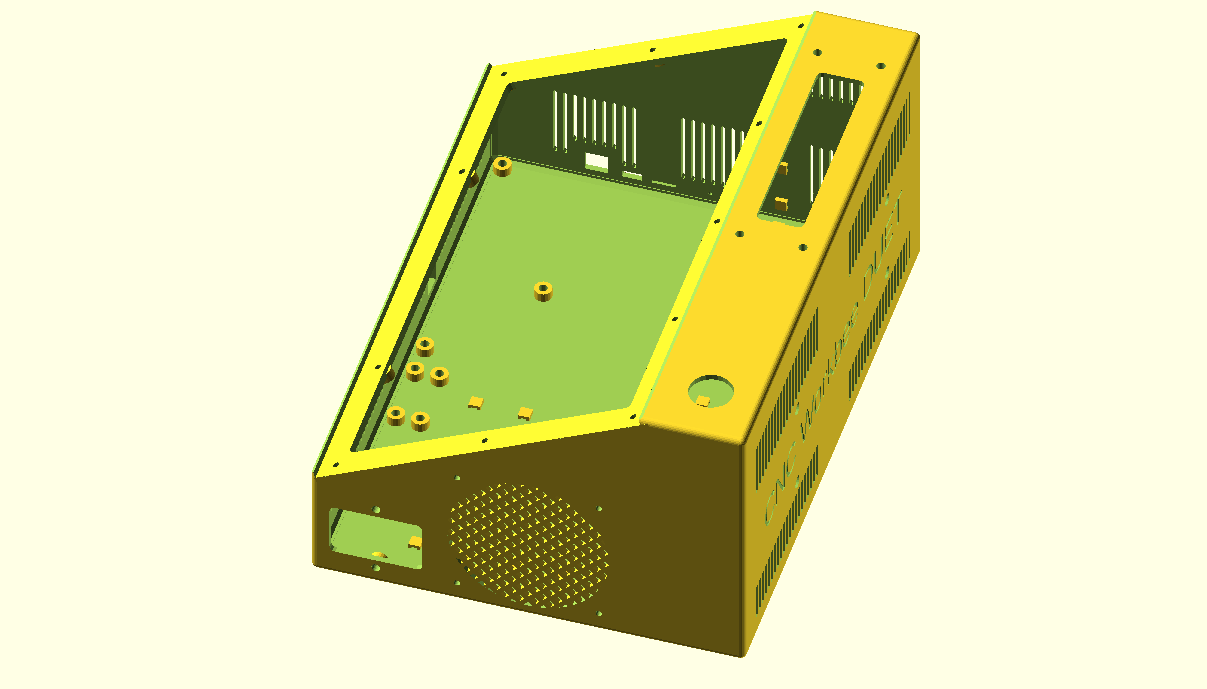TOP aanzicht van de CNC workbee DUET3 behuizing, met de uitsparingen en bevestigingspunten voor de threaded inserts zichtbaar links boven